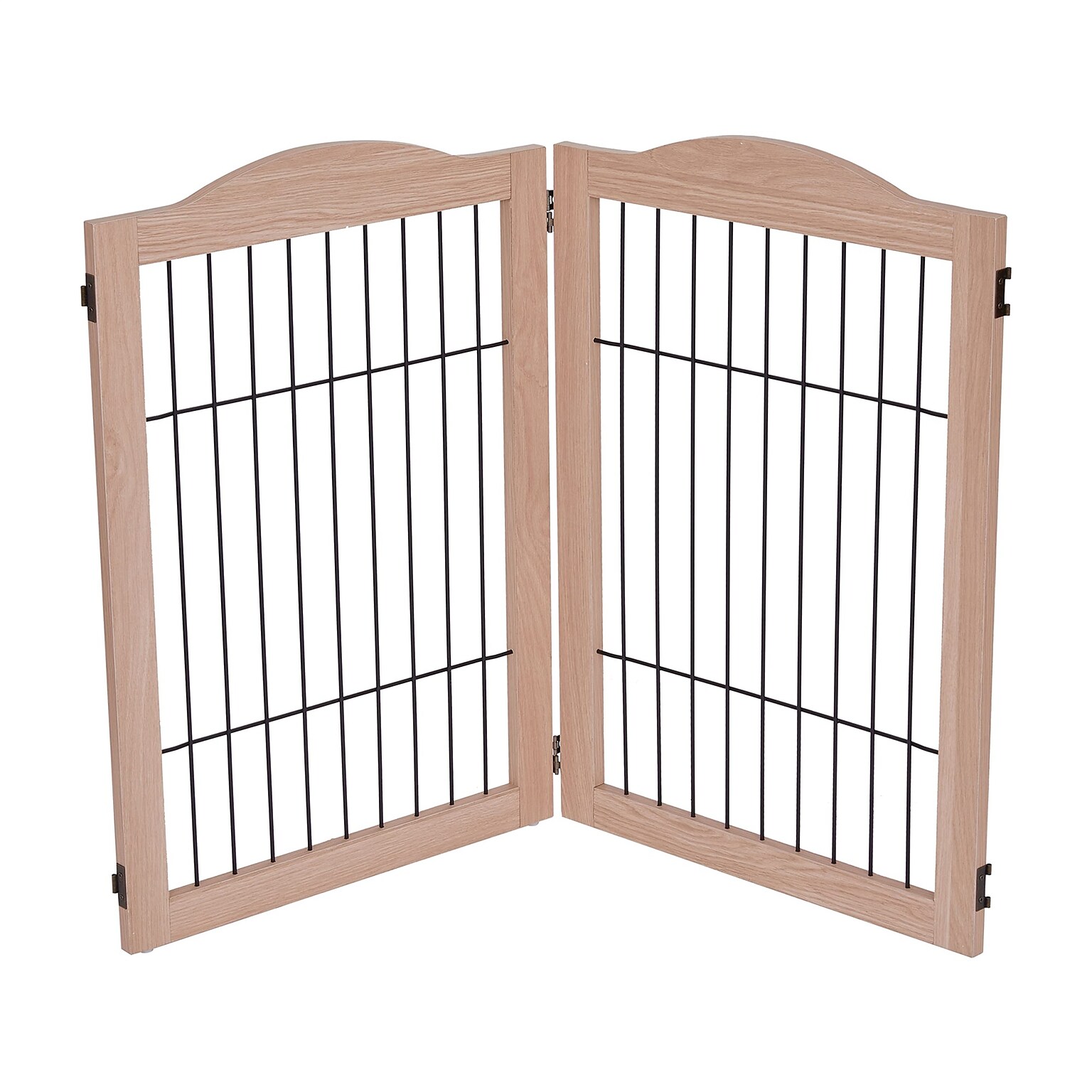 Arf Pets Freestanding 360° Foldable Dog Gate, 2-Panel Extension, 40W x 31.5H, Walnut (APDGWM2P)