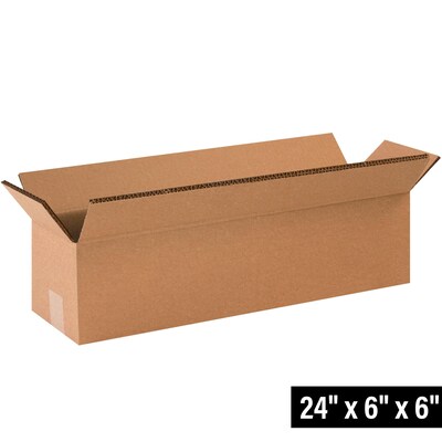 24" x 6" x 6" Heavy Duty Shipping Boxes, 48 ECT, Double Wall, 15/Bundle (HD2466DW)