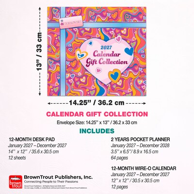 2027 BrownTrout House of Turnowsky Nothing But Love 14.25" x 13" Monthly Calendar, Assorted Colors (9798330716159)