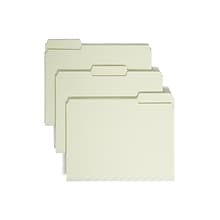 Smead Heavy Duty File Folder, 1/3-Cut Tab, 1 Expansion, Letter Size, Gray/Green, 25/Box (13230)