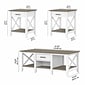 Bush Furniture Key West 47" x 24" Coffee Table with 2 End Tables, Shiplap Gray/Pure White (KWS023G2W)