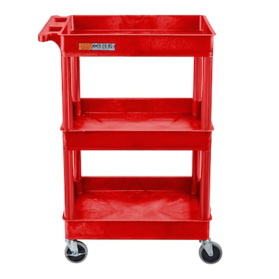 Luxor ENDURA 3-Shelf Utility Cart, Red (RDSTC111RD)