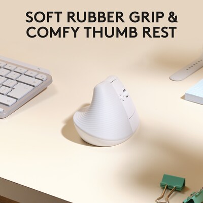 Logitech Lift for Mac Wireless Ergonomic Vertical Optical Bluetooth & USB Mouse, White (910-006471)