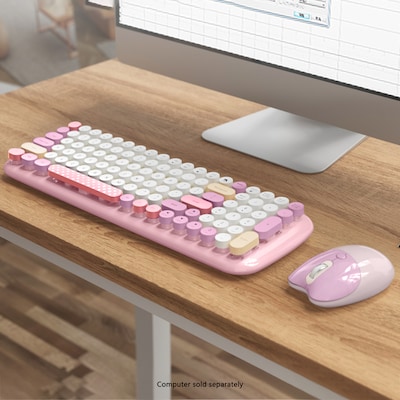 SaharaCase Wireless Ergonomic Keyboard and Laser Mouse Combo, Pink (KB15)