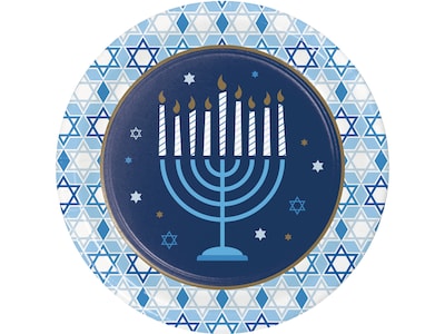 Creative Converting Hanukkah Paper Plate, Blue/Gold, 24/Pack (DTC366921DPLT)