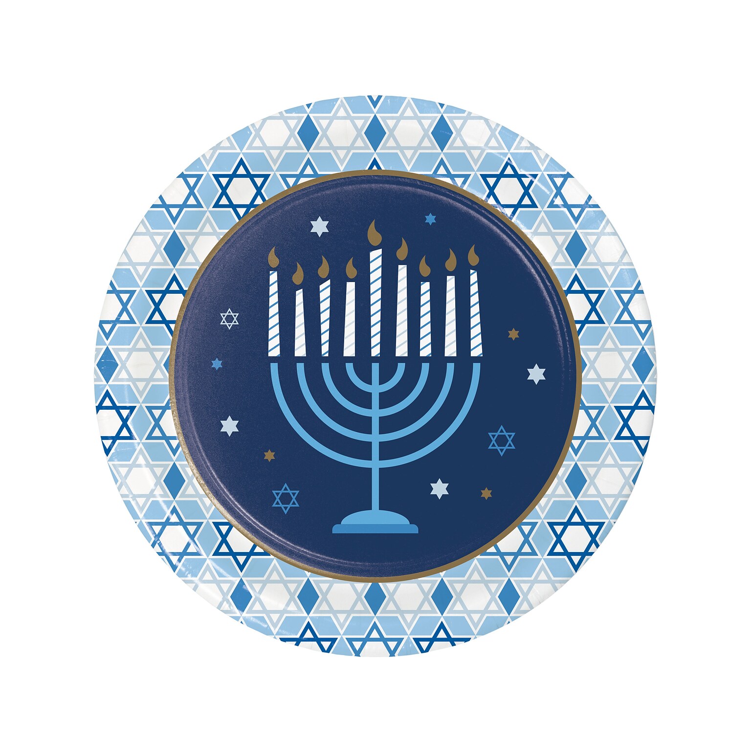 Creative Converting Hanukkah Paper Plate, Blue/Gold, 24/Pack (DTC366921DPLT)