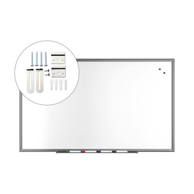 TRU RED™ Magnetic Porcelain Dry Erase Board, Gunmetal Frame, 5' x 3' (TR61186)