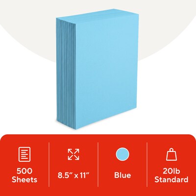 Staples Pastel 30% Recycled Color Copy Paper, 20 lbs., 8.5" x 11", Blue, 500/Ream (14786)