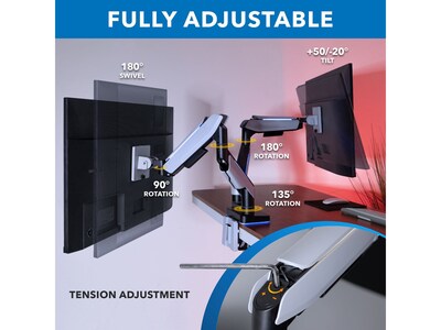 Mount-It! Adjustable Dual Monitor Arm, Up to 35" Monitor, Grayish White/Matte Black (MI-4882)