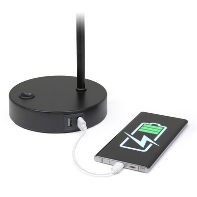 Simple Designs Sleek Essentials LED Desk Lamp, 15.75", with USB Ports, Black (LD1074-BLK)