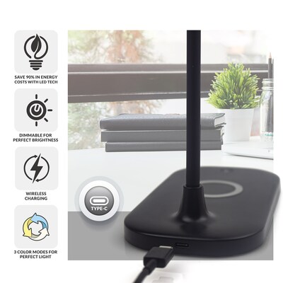 Newhouse Lighting Zlata Dimmable and Wireless Charging Desk Lamp, Black (NHDK-ZL-BK)
