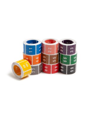 Smead DCC Identification & Color Coding Label 0-9, 1-1/2 x 1-1/2, Assorted Color, 250/Roll, 10 Rolls/Bx (67430)