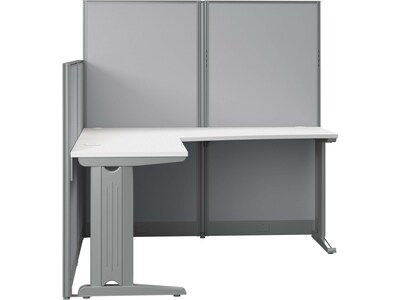 Bush Business Furniture Office in an Hour 63H x 65W L-Shaped Cubicle Panel Workstation, Pure White