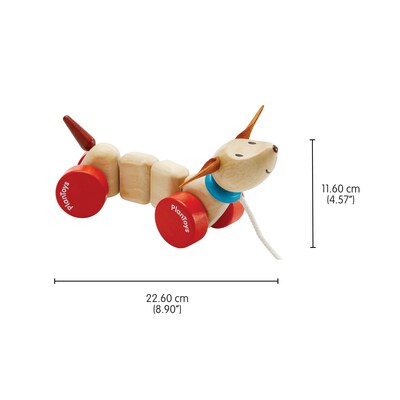 Plan Toys Happy Puppy Wooden Pull Toy, Natural (PTS5101)