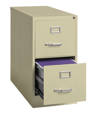 Hirsh Commercial 2-Drawer Vertical File Cabinet, Letter Size, Lockable, 28.375"H x 15"W x 26.5"D, Putty (14026)