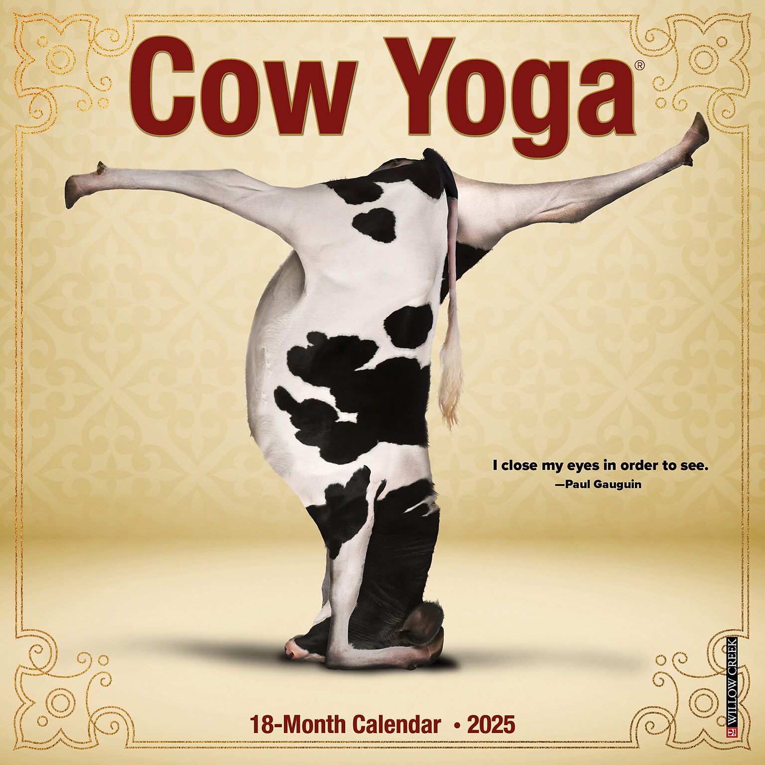 2025 Willow Creek Cow Yoga 7 x 7 Monthly Wall Calendar (45725)