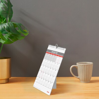 2027 Staples 6.5" x 7.5" Monthly Wall Calendar, White/Red/Gray (ST53923-27)