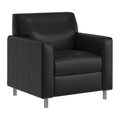 Flash Furniture Agent LeatherSoft Reception Chair, Black/Chrome Legs (BT827U1BKCHR)