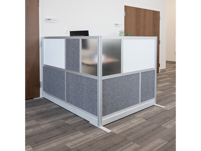 Luxor Workflow Series 5-Panel Freestanding Modular Room Divider System Starter Wall with Whiteboard, 48"H x 70"W, Gray/Silver