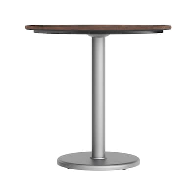Flash Furniture Acadia 31.25" Round Wooden Dining Table with Round Base, Dark Brown/Silver Base (STRD31WBRTR18S)