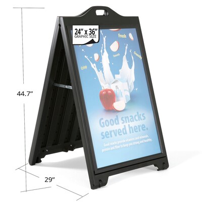 Azar Poster Holder, 26.77" x 44.7", Vertical, A-Frame, Black, Plastic (300244-BLK)