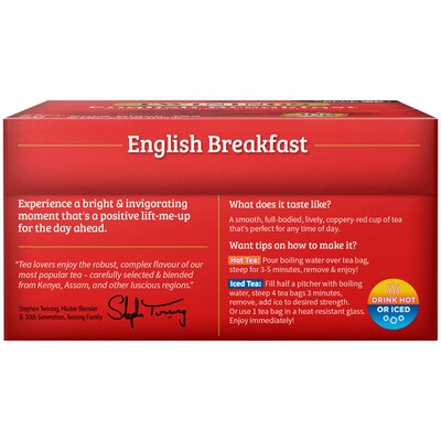 Twinings English Breakfast Black Tea Bags, 50/Box (F05331)