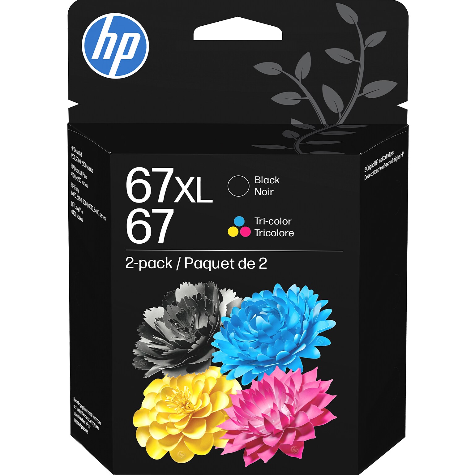 HP 67XL/67 Black High Yield and Tri-Color Standard Yield Ink Cartridge, 2/Pack (3YP30AN#140)