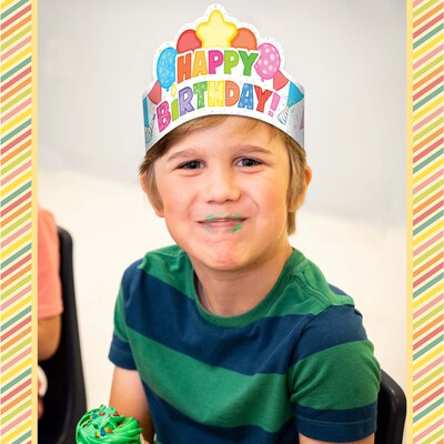 Carson Dellosa Education Happy Birthday Crowns, 14.5" x 5.12", Multicolored, 30/Pack (CD-101100)