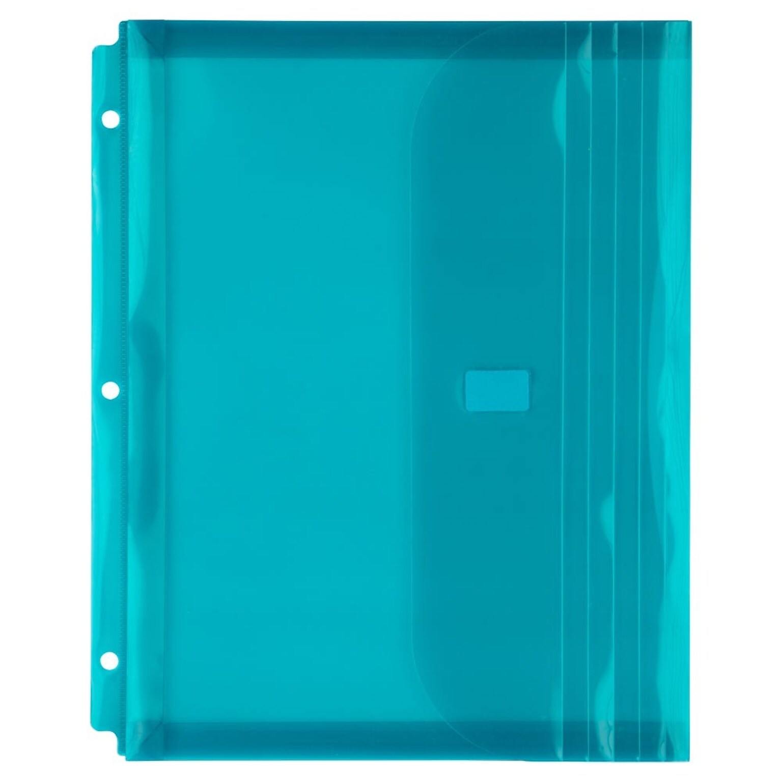 JAM Paper Plastic Binder Pocket, 3-Hole Punched, Teal, 3/Pack (218VB1tex3)