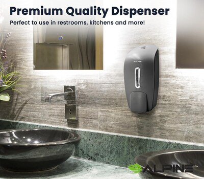 Alpine Industries Universal Wall Mounted Hand Soap Dispenser, Gray, 2/Pack (425-GRY-2PK)