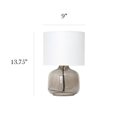 Simple Designs Glass Table Lamp Fabric Shade, Smoke with White Shade (LT2064-SMW)