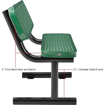Global Industrial 4' Outdoor Steel Bench w/ Backrest, Expanded Metal, Green (695743GN)