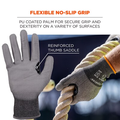 Ergodyne ProFlex 7071 PU Coated Cut-Resistant Gloves, ANSI A7, Gray, Large, 12 Pair (18064)