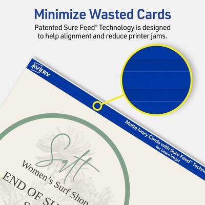 Avery Matte General Use Blank Cards, Ivory, 150/Box (95343)