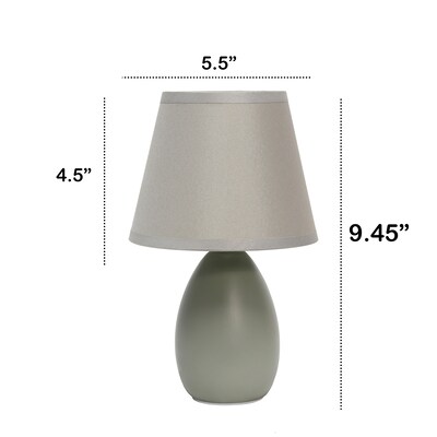 Creekwood Home Nauru 9.45" Traditional Petite Ceramic Oblong Bedside Table Desk Lamp, Gray, 2/Pack (CWT-2005-GY-2PK)