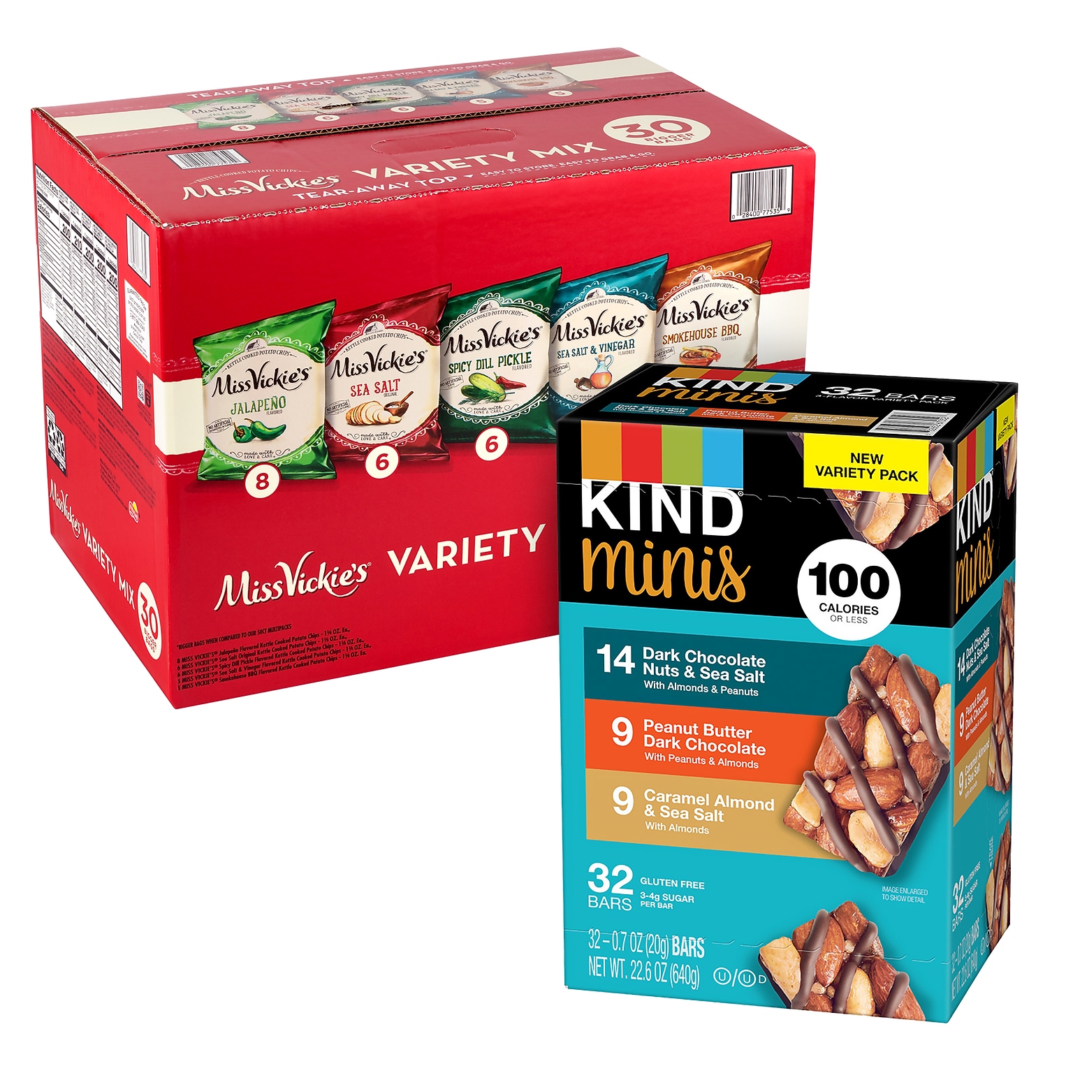 KIND Minis and Miss Vickies Kettle Chips Variety Pack, 62/Bundle (600-04052)