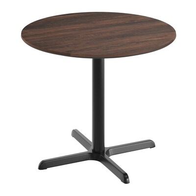 Flash Furniture Acadia 36 Round Wooden Dining Table with X-Base, Dark Brown/Black Base (STRD36WBRT3030)