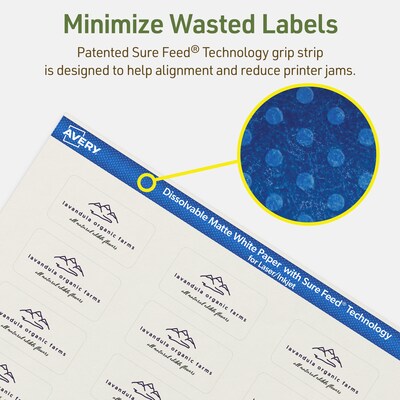 Avery Dissolvable Rectangle Multipurpose Labels, 1" x 2", Off-white, 600/Pack (94220)