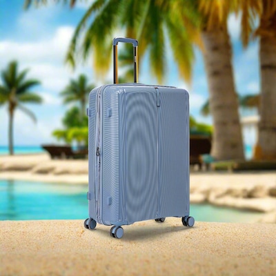 DUKAP Airley 29.92" Hardside Suitcase, 4-Wheeled Spinner, TSA Checkpoint Friendly, Blue (DKAIR00L-BLU)