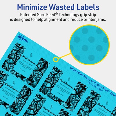 Avery Printable Rectangle Multipurpose Labels, 2" x 2-5/8", Bright Blue, 1200/Box (94235)