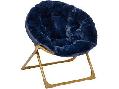 Flash Furniture Gwen Faux Fur Kids' Folding Saucer Chair, Navy (FV-FMC-030-NV-SGD-GG)