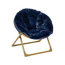 Flash Furniture Gwen Faux Fur Kids Folding Saucer Chair, Navy (FV-FMC-030-NV-SGD-GG)