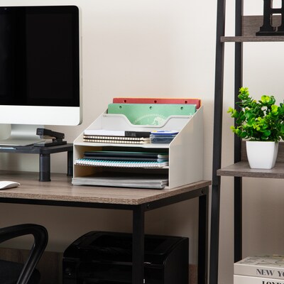 Mind Reader 5-Compartment Plastic Desk Tray, Beige (ANCHBOX5-BEI)