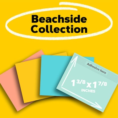 Post-it Sticky Notes, 1-3/8 x 1-7/8 in., 24 Pads, 100 Sheets/Pad, The Original Post-it Note, Beachside Café Collection