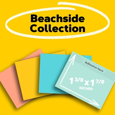 Post-it Sticky Notes, 1-3/8 x 1-7/8 in., 24 Pads, 100 Sheets/Pad, The Original Post-it Note, Beachside Café Collection