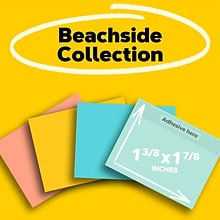 Post-it Notes, 1 3/8 x 1 7/8, Beachside Café Collection, 100 Sheet/Pad, 24 Pads/Pack (65324APVAD)