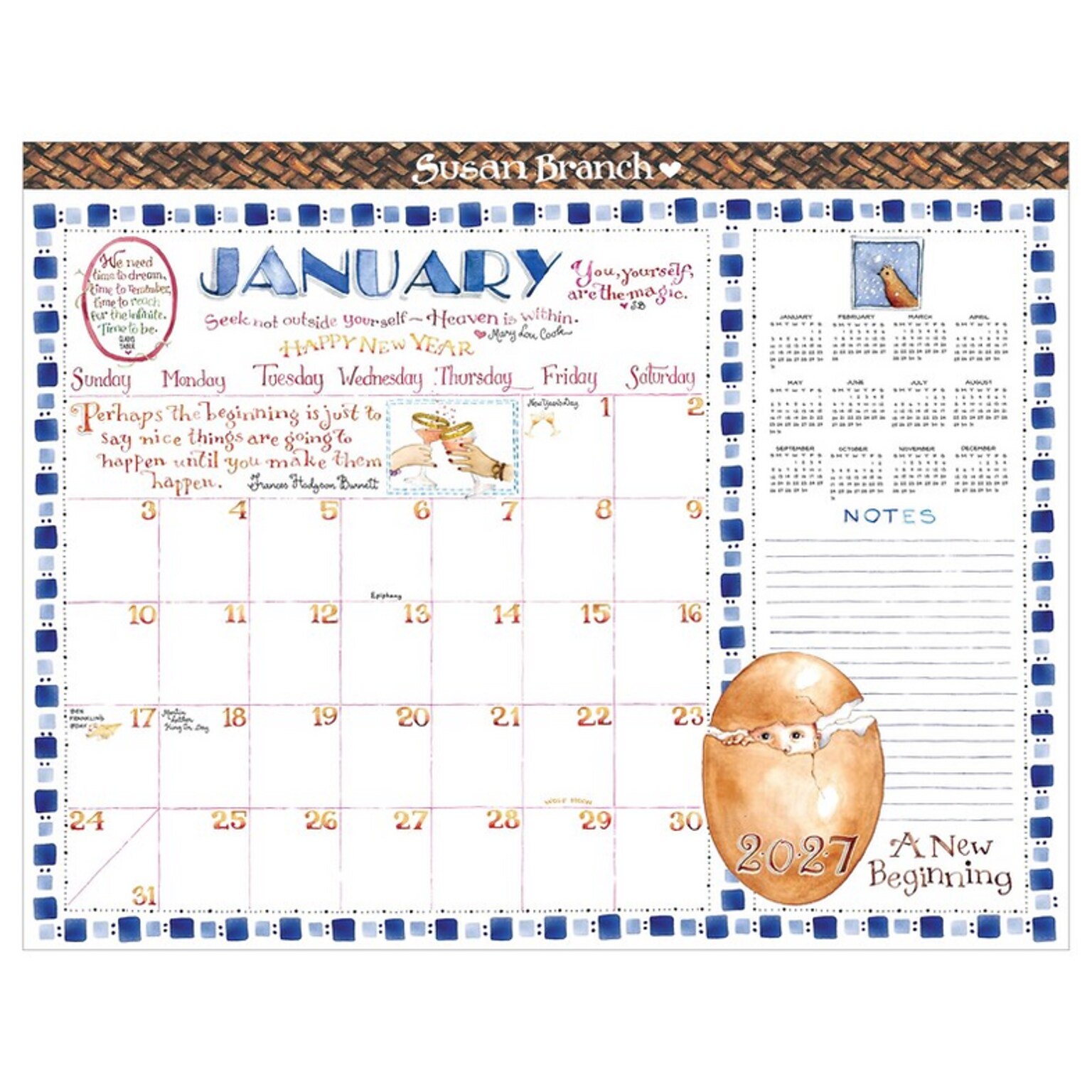 2027 TF Publishing Susan Branch 22 x 17 Monthly Desk or Wall Calendar, Multicolored (27-8212)
