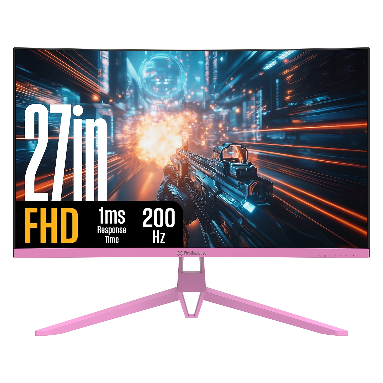 Westinghouse RX6250 27 Curved FHD 200Hz LED AMD FreeSync Gaming Monitor, Built in Speakers, Pink (WC27RX6250P)