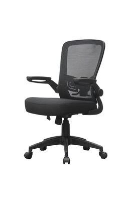Boss Flip Arm Ergonomic Mesh/Fabric Swivel Task Chair, Black (B6366BK-BK)