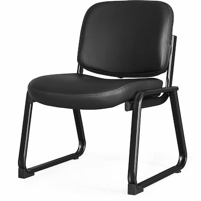 Lorell Deluxe Leather Guest Chair with Sled Base, Black (LLR84597)
